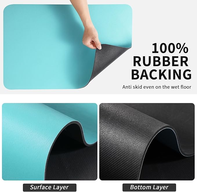 Coffee Mat - Absorbent Hide Stain Rubber Backed Dish Drying Mat for Kitchen Counter - Bar Mats for Countertops Accessories Fit Under Coffee Maker Espresso Machine