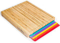 Cutting Boards for Kitchen – Bamboo Cutting Board Set with 6 Color-Coded Flexible Chopping Mats, Easy Clean Wood and Dishwasher-Safe Plastic, Large 17×12, Knife-Friendly by Cooler Kitchen