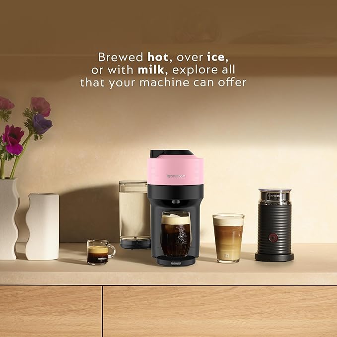 Nespresso Vertuo Pop+ Coffee and Espresso Maker by De'Longhi with Milk Frother, Candy Pink