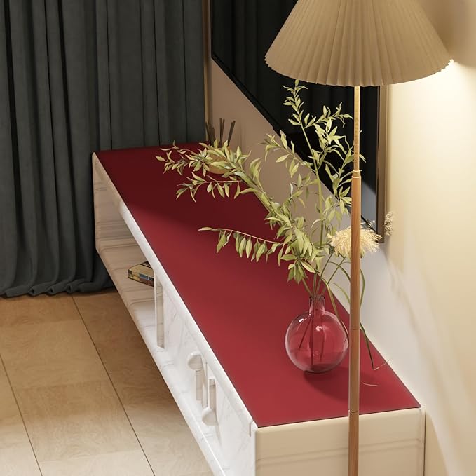 Leather Desk Mat,1.8mm Thick,16x60 Inch Desk Cover,Desk Protector Mat,Dresser Cover Top,Leather Table Cover,Side Table Cover,Office Desk Cover,Office Table Cover(Black+Wine Red,16x60)
