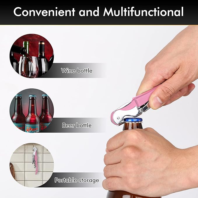 Professional Waiter Corkscrew Wine Openers Set, Heavy Duty Stainless Steel Hinges Wine Key for Restaurant Waiters, Sommelier, Bartenders