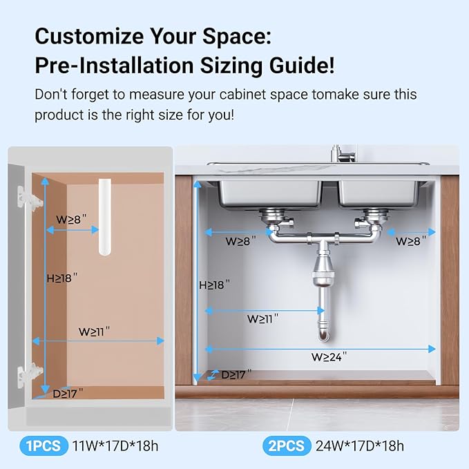 Under Sink Organizer, Metal Under Sink Organizers and Storage, Slide Out Pull Out Cabinet Organizer for Kitchen, Bathroom, Pantry, Laundry, Study, Black