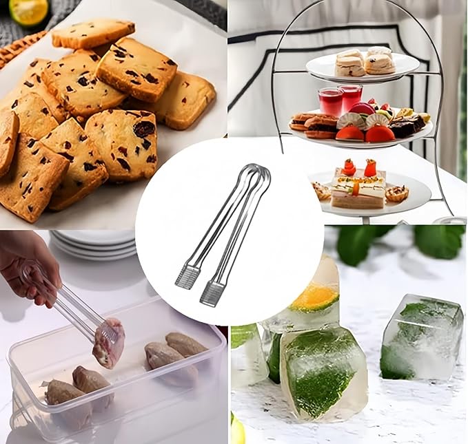 20 Pack of Set Plastic Buffet Serving Tongs Mini Serving Utensil Tongs Appetizers Tongs and Plastic Kitchen Scoops Clear Ice Scoop Buffet Scoop for Candy Dessert Buffet Ice