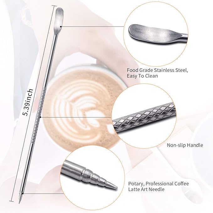 Milk Frothing Pitcher, 12OZ/350ML Stainless Steel Espresso Steaming Pitcher Coffee Milk Frother Cup with Decorating Art Pen for Espresso Machine, Milk Frother, Latte Art Black