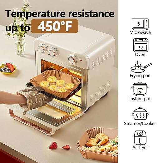 150 Pack 8.5 Inch Air Fryer Liners, Parchment Paper Sheets for Air Fryer Basket, Non-Stick, Disposable, Unbleached, Heat Resistant, Fits 5-8QT Air Fryers, Oil-Free & Healthy Cooking(Bottom size: 7in)