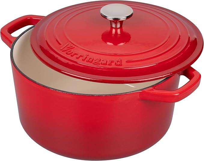 Enameled Cast Iron Dutch Oven Pot with Lid, for Bread Baking, Round Bread Oven- include Sourdough Bread Baking Supplies Set, 6QT, Red