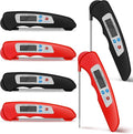 6 Pieces Digital Meat Thermometer Foldable Instant Read Food Thermometer Waterproof Digital Food Probe with Magnet for Grill Cooking Kitchen Food BBQ Roast Turkey Deep Fry Temperature Accessories