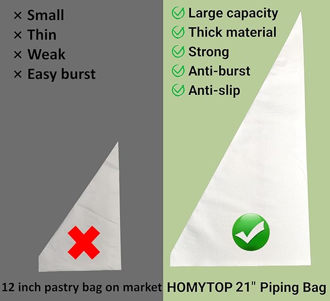 21 Inch Extra Large Piping Bags 200 Pack - Disposable Pastry Bags - Thick Anti-Burst Pastry Icing Frosting Piping Bags For Decorating Cupcakes Cakes Cookies (Large 21 Inch-200 Pack)