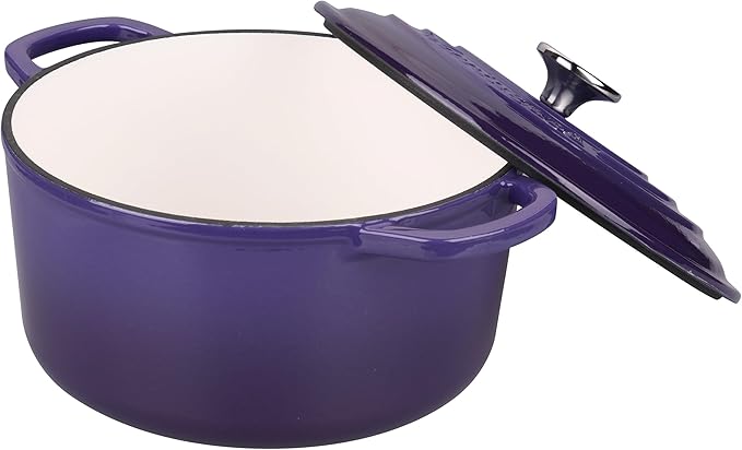 Enameled Cast Iron Dutch Oven Pot with Lid, for Sourdough Bread Baking, Round Dutch Ovens, 4.5 Quart, Purple