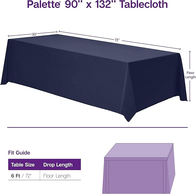 Gee Di Moda Rectangle Tablecloth - 90 x 132 Inch Caribbean Table Cloth for 6 Foot Table with Floor-Length Drop - Heavy Duty Washable Fabric - 6 Ft Buffet Table, Holiday Party, Wedding & Baby Shower