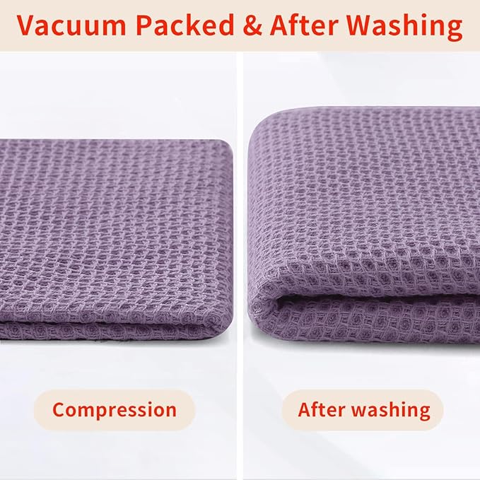 Homaxy 100% Cotton Waffle Weave Kitchen Dish Cloths, Ultra Soft Absorbent Quick Drying Dish Towels, 12 x 12 Inches, 8-Pack, Lavender
