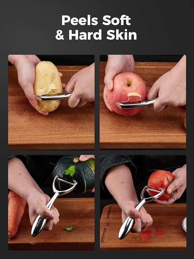 Y & I Peeler Set – Multi-Purpose Vegetable Peeler, 304 Stainless Steel Potato Peeler with Ultra-Sharp Serrated Blade & Ergonomic Handle (5-Year Warranty)