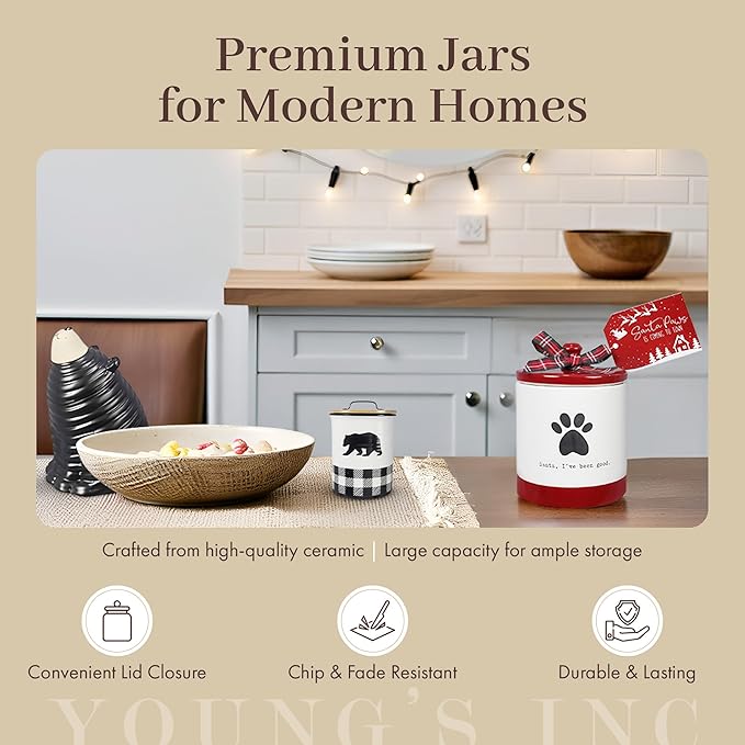 Young's Inc Ceramic Frosty Winter Goodie Jar