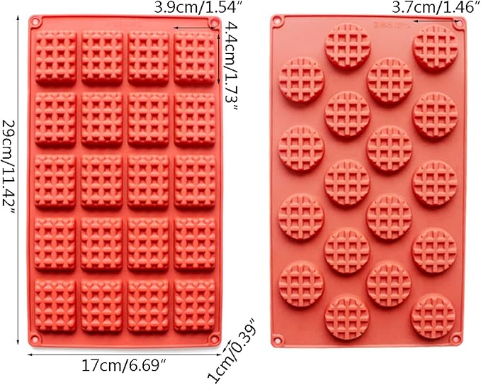 Silicone Waffle Mold Set, 2PCS/Set 18/20 Cavity Mini Silicone Waffle Mold Waffle Making Mold, Non-stick Cake Cookie Chocolate Making Mold for Baking