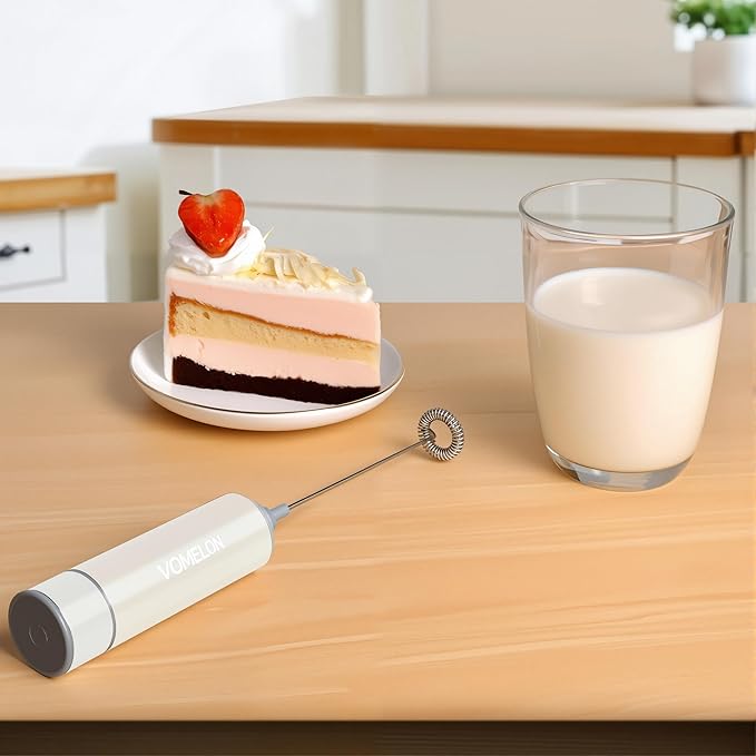 Electric Milk Frother Handheld,Travel Coffee Drink Mixer Batteries Included, 304 Stainless Steel Whisk for latte Cappuccino,Bulletproof Coffee Hot Chocolate,Egg White