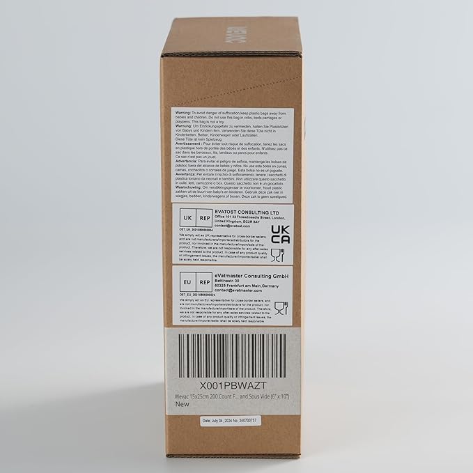 Wevac 6” x 10” 200 Count Food Vacuum Sealer Bags Keeper, PreCut Pint, Ideal for Food Saver, BPA Free, Commercial Grade, Great for storage, meal prep and Sous Vide