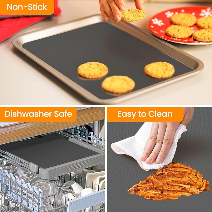 Silicone Baking Mat Roll -Cut to Size Silicone Mat - Non-Stick Pastry Mat for Dough Rolling, Non-slip Silicone Mat for Kitchen Counter, Reusable Air Fryer Linner, Oven Liner, Freeze Dryer Mat