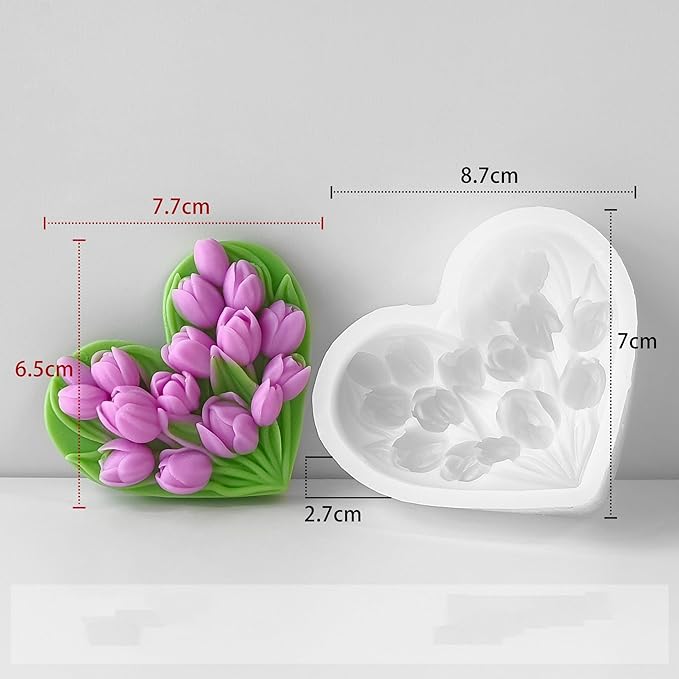 Tulip Flower Molds Flower Candle Resin Mold - Resin Casting Silicone Molds for Home Decor & Candle Making Wave Spiral Mold