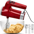 9 Speed Electric Handheld Mixer with Stainless Steel Whisk Beater Attachments & Snap Storage Case, Compact Lightweight 350 W Powerful hand held mixer for Baking & Cooking, Red