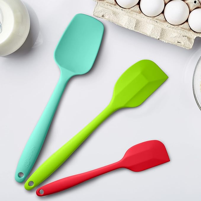 Silicone Spatula 3-piece Set, Ergonomic Handle High Heat-Resistant Spatulas, Non-stick Rubber Spatulas with Stainless Steel Core
