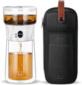 ZENS Modern One Touch Tea Maker, Glass Teapot with Infuser for Loose Leaf Tea Diffusers, Mess-Free Smart Pouring with Insulated Mug and Portable Tea Kits for Tea Lover Gifts