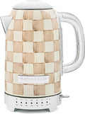 MACKENZIE-CHILDS Electric Kettle, Stainless-Steel Tea Kettle, Brown-and-White Mocha Check