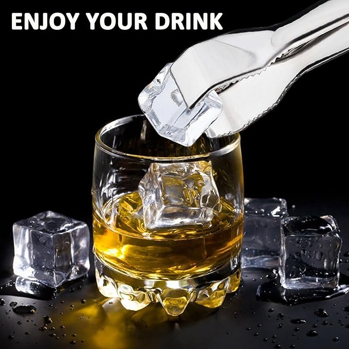 Ice Tongs for Ice Bucket 6-3/4 Inch - Set of 2 - Premium 18/8 Stainless Steel Ice Tongs with Teeth for Ice Sugar Cubes Tea Party Coffee Bar Food Serving