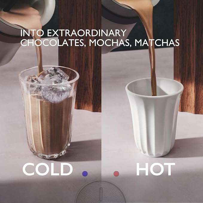 Hot & Cold Drinking Chocolate System - The ALL-NEW Velvetiser from Hotel Chocolat - Kit includes hot chocolate maker, 10 serving taster box, mug and glass - Chalk Edition