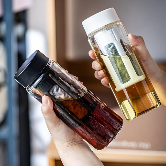 19oz Cold Brew Bottle, Cold Brew Maker with Removable Filter, BPA - Free Portable Cold Brew Tea Bottle for Iced Tea, Cold Brew & Fruit Infusion (Black)