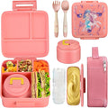 Bento Lunch Box for Kids With 8oz Soup Thermo,Leak-proof Lunch Containers with 5 Compartment,Thermo Food Jar and Lunch Bag, Food Containers for School (A-Pink（Unicorn - Mermaid）)