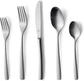 Matte Silverware Set, 18/10 Stainless Steel Satin Flatware, Modern Brushed Finish Cutlery, Dishwasher Safe & Durable, Built to Last (60-Piece, Sleek)