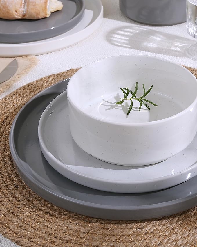 Famiware Nebula Plates and Bowls Set, 12 Pieces Dinnerware Sets, Dishes Set for 4, Multi-color
