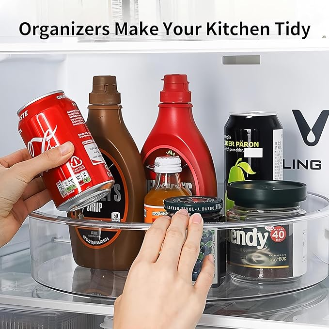 4 Pack Lazy Susan, 10.5 Inch Lazy Susan Organizer, 360 Degree Swivel, for Kitchen, Pantry, Refrigerator, Bathroom and Vanity Countertops (Clear) (4P-10.5 Inch)