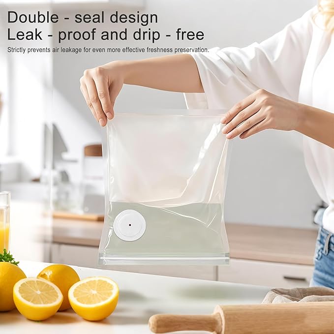 MEGAWISE Vacuum Zipper Bags 15Pcs (10 * 11in), BPA Free, Reusable Food Storage Bags with Air Valve for Sous Vide Cooking/Freezer/Microwave Heating, with 5 Seal Clips.