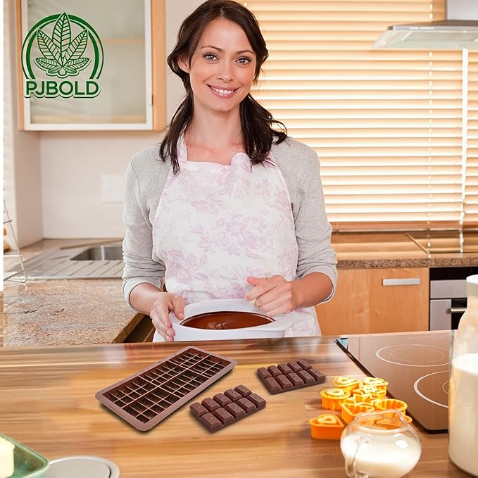 Small Leaf Chocolate Bar Silicone Candy Mold Trays, 2 Pack
