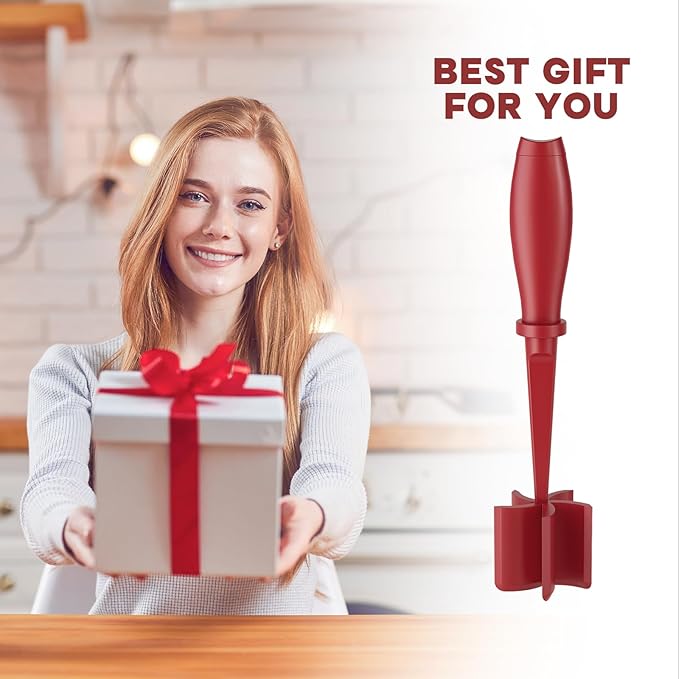 Meat Chopper, Upgrade Hamburger Smasher, Premium Heat Resistant Meat Masher for Ground Beef, Ground Turkey and More, Non Stick Mix Grinder-Red