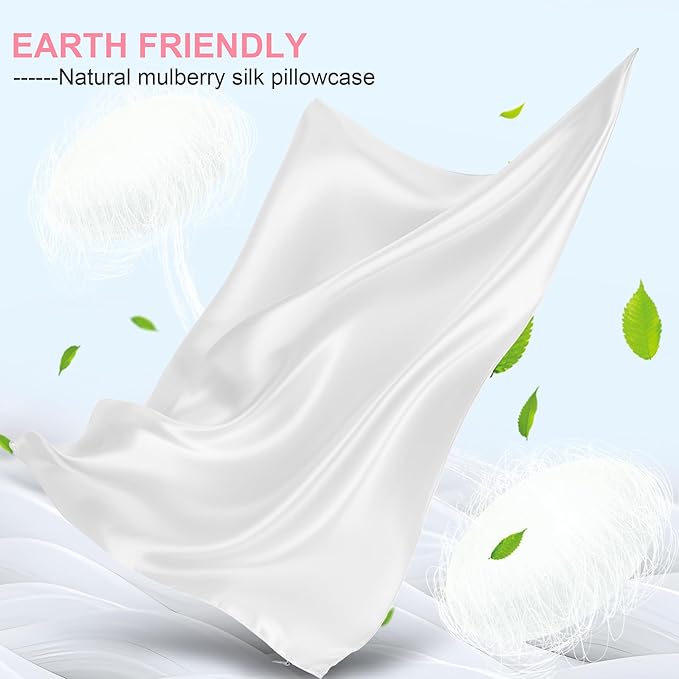 Mulberry Silk Pillow Cases 2 Pack King Size 20x36 Inches with Hidden Zipper, Ultra Smooth and Soft Breathable Cooling Silk Satin Pillowcase Set of 2, Better for Hair and Skin, Gifts for Women Men