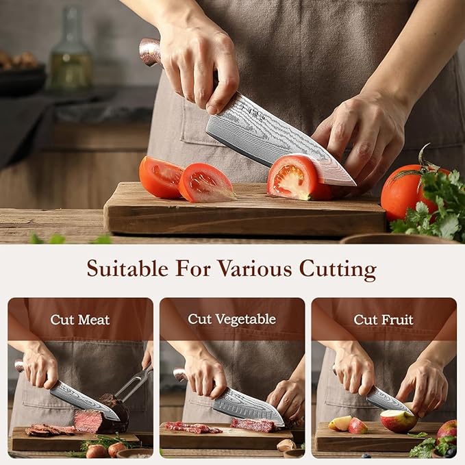 HEZHEN Damascus Chef Knife Set, 67 Layers Damascus Steel, 5PCS, Ultra Sharp, Professional Kitchen Knife Set for Chefs and Home Cooking, Ergonomic Micarta Handle, Gift Packing