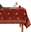 ISAENNE Designer Christmas Red Long Rectangular Tablecloth,Linen Table Cloth with Snowflakes Pattern,Wrinkle Resistant Decor Tablecloths for Dining Kitchen Thanksgiving Christmas,63"*102"-Carol C