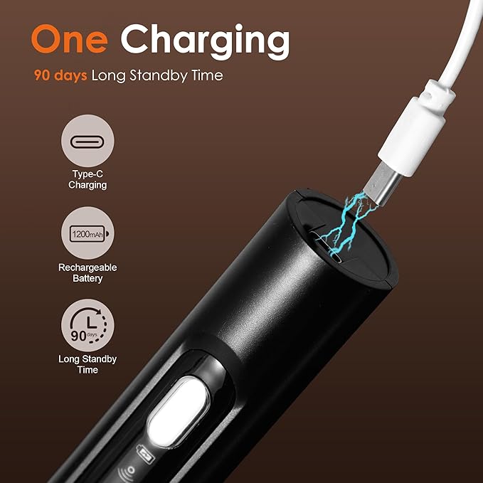 Milk Frother Handheld with Stand,Rechargeable Coffee Frother Wand with 3 Detachable Stainless Steel Whisk Heads, Hand Electric Mixer for Latte, Cappuccino,Matcha,Protein（Black）