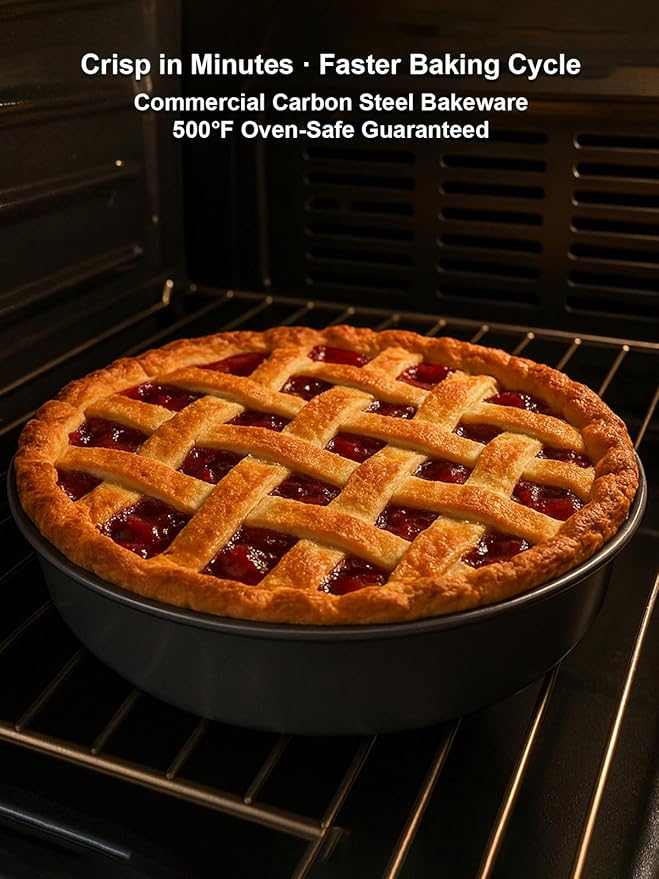 10×2.6 Inch Deep Pie Pan with Cake Server for Pie Tart Quiche Baking. Round Cake Pan with Non-Stick Coating, Rugged Carbon Steel. Gift for Women Wife Christmas Thanksgiving Party Festival