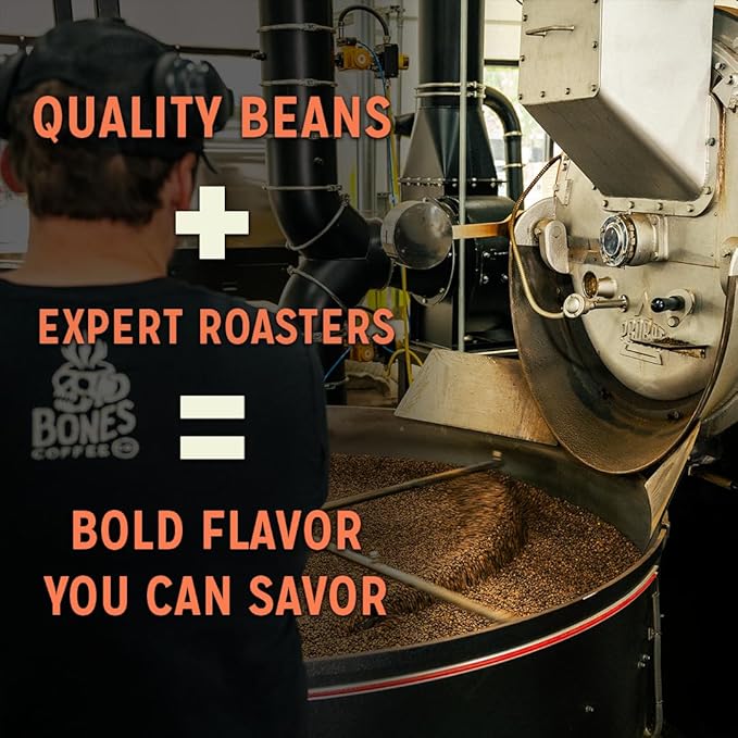 Bones Coffee Company Mint Invaders, Mint Chocolate Chip Flavored Coffee, Medium Roast Low Acid Arabica Beans Compatible with Auto drip and French Press Coffee Maker, 12 Oz Whole Bean
