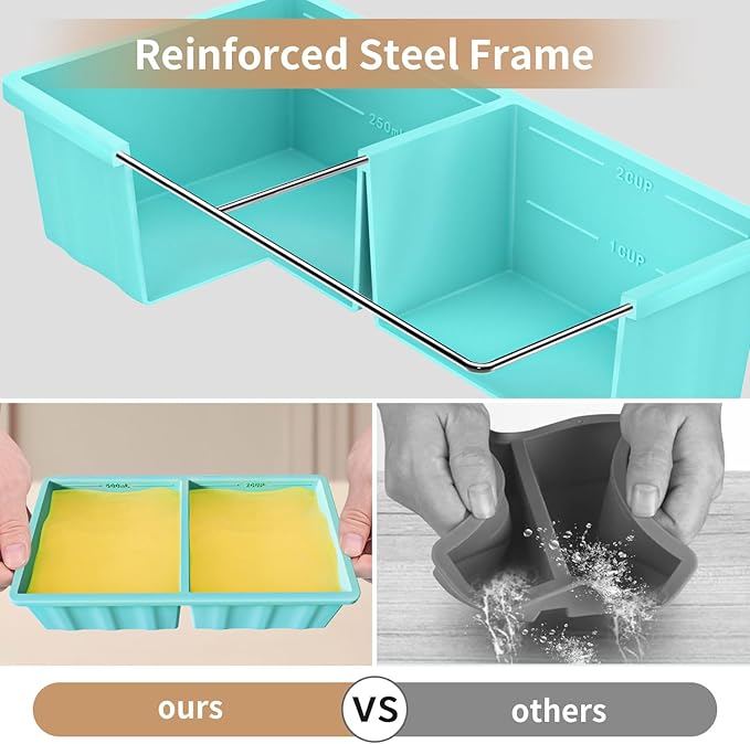 Silicone Freezer Tray for Soup Ice Cubes: 2-Cup Freezing Tray with Lid for Meal Prep - 2Pack Silicon Soup Portion Freeze Trays Make Stock Souped Ice Cube