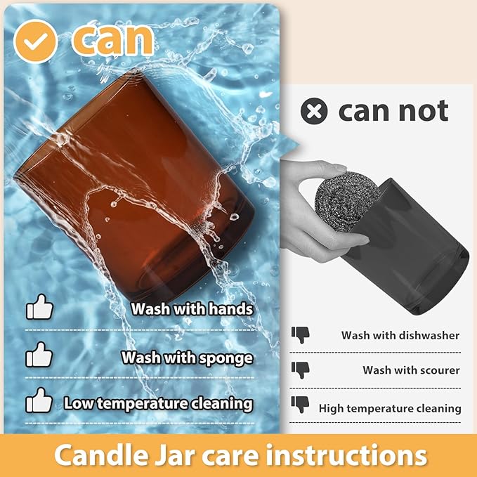 10 OZ Thick Candle Jars for Making Candles 15 Pcs, Empty Jars with Wood Lids for Candle Making, Sample Container, Clear Brown