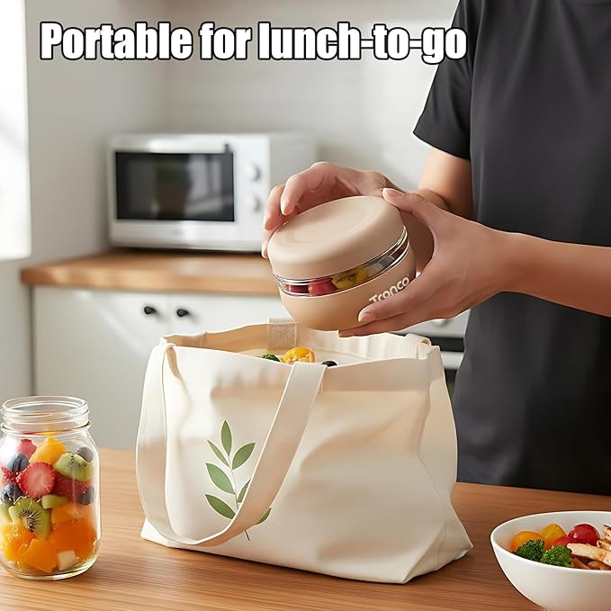Tronco 16 oz Glass Food Storage Containers with Lids, Airtight, Leak & Spill Proof Glass Lunch Bowls for Meal Prep, Salad, Yogurt, Soup & Stew, Microwave & Dishwasher Safe, BPA-Free, Set of 2