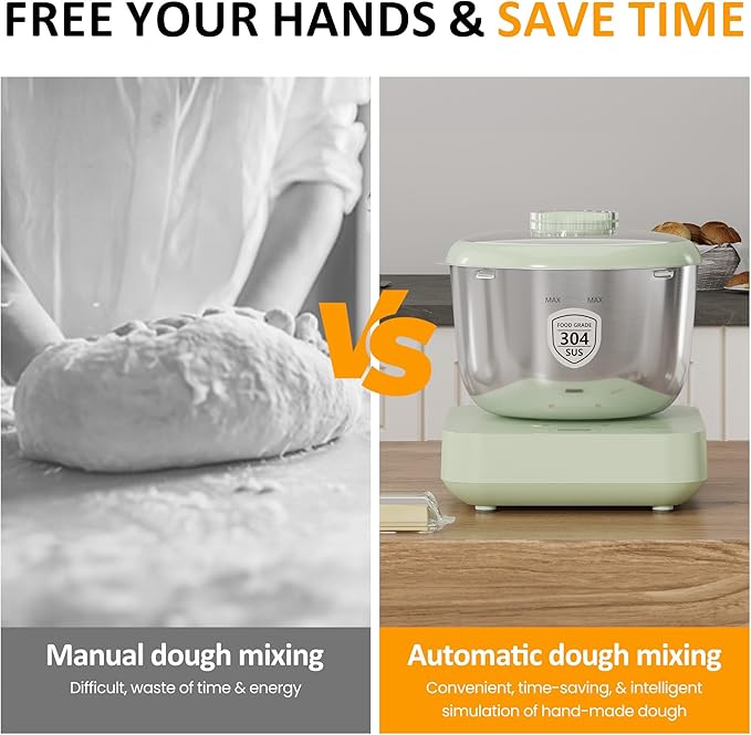Sunvivi Electric Dough Maker with Weighing Function,5.2QT Dough Mixer with Ferment Function,Household Bread Maker Kitchen Flour Kneading Machine with Stainless Steel Bowl,Face-up Touch Panel