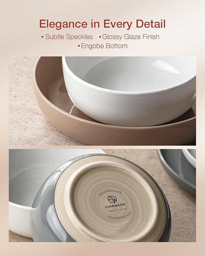 Famiware Milkyway Plates and Bowls Set, 12 Pieces Dinnerware Sets, Dishes Set for 4, Multi-color