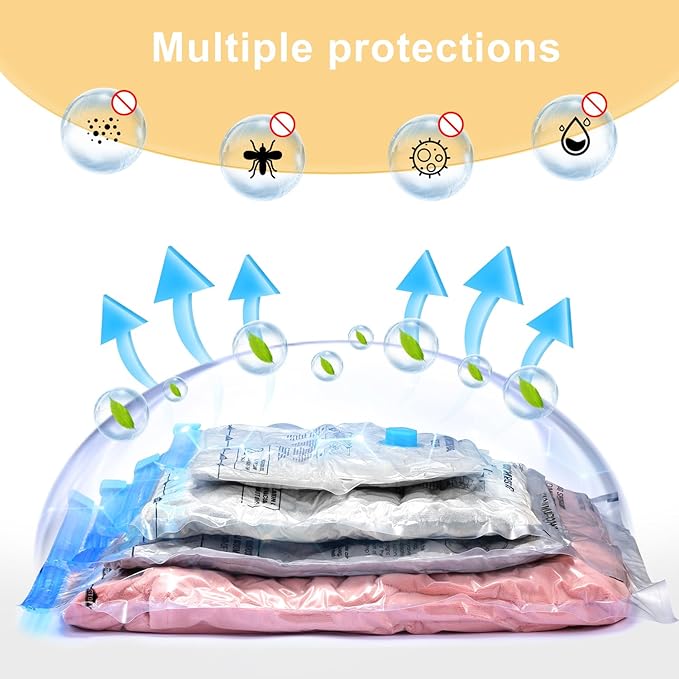 Combo 12 Pack Travel Vacuum Bags with Portable Electric Pump, Space Saver Vacuum Storage Bags for Clothing and Luggage, Travel Essentials