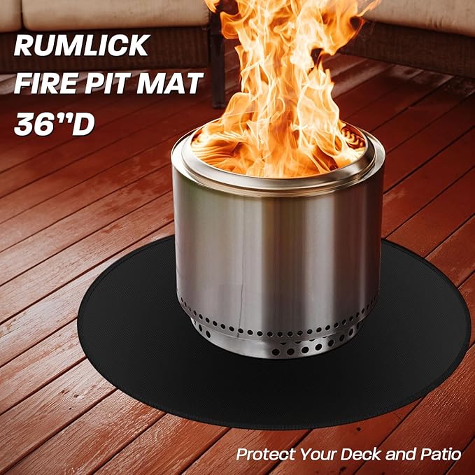 36" Fire Pit Mat for Solo Stove Bonfire, Round Fireproof Under Grill Mats for Outdoor Grill, Portable Camping Stove Mat for Solo Stove Accessories