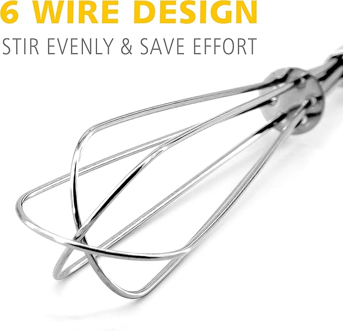 Anaeat 6 Pack Small Wire Whisks, Portable Stainless Steel Kitchen Tiny Whisk & Egg Beater with Thick Wire - Sturdy Mini Mixing Balloon for Cooking, Blending, Whiping, Beating and Stirring (6")